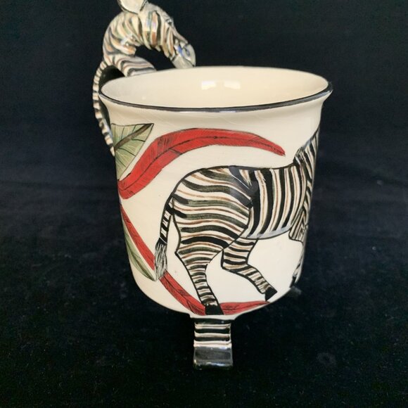 Ardmore Studio Zebra Footed Mug Cup 2008 South African Zulu Ceramic Pottery - Picture 8 of 13